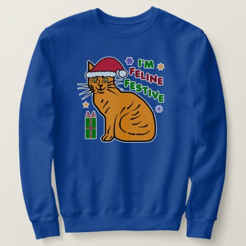 Funny Ugly Christmas Sweater Festive Cat Pun
