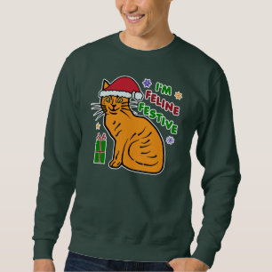 Funny Ugly Christmas Sweater Festive Cat Pun