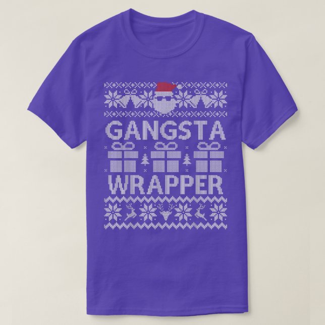 Funny Ugly Christmas Sweater Gansta Wrapper in Whi (Design Front)