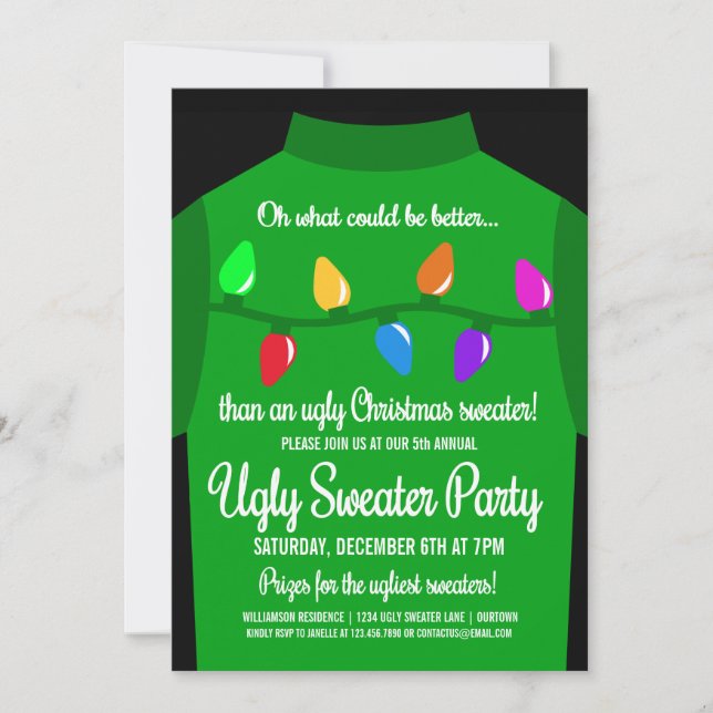 Funny Ugly Christmas Sweater Party Invitation (Front)