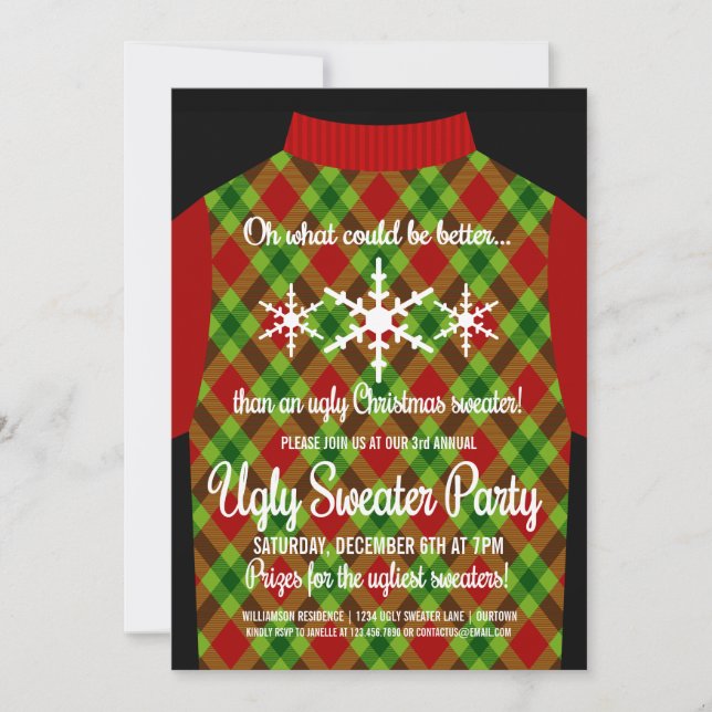 Funny Ugly Christmas Sweater Party Invitation (Front)