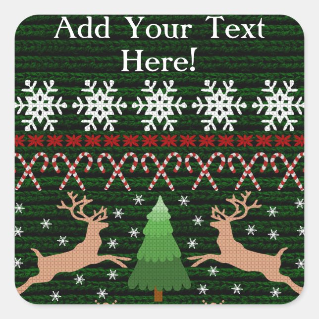 Funny Ugly Christmas Sweater Personalised Square Sticker (Front)