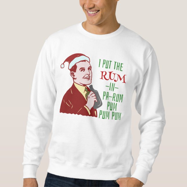 Funny Ugly Christmas Sweater Rum Man Retro Humour (Front)