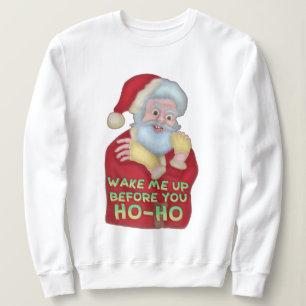 Funny Ugly Christmas Sweater Santa Wake Me Up