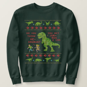 Funny Ugly Christmas Sweater T Rex Dinosaur Pun