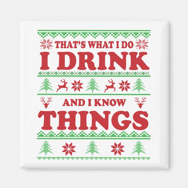 Funny ugly christmas sweater whiskey sayings magnet (Front)