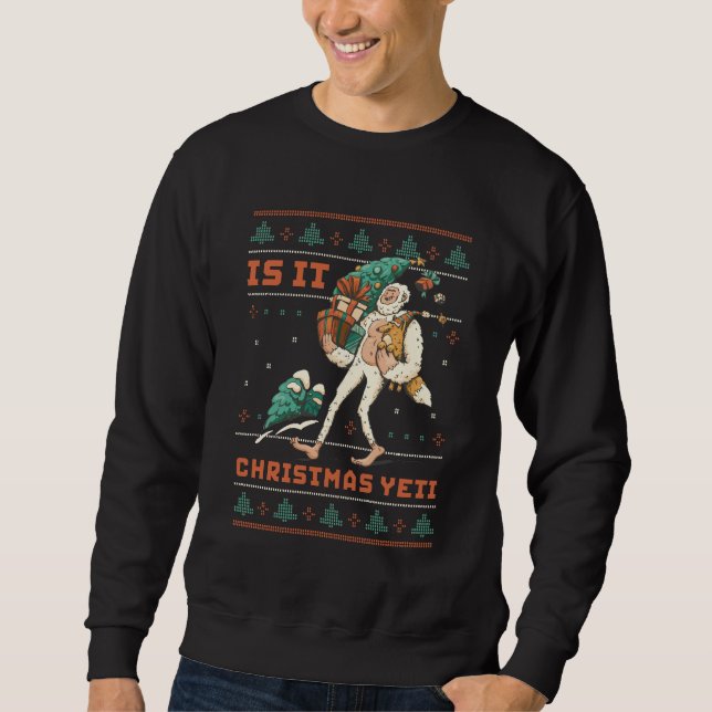 Funny Ugly Christmas Sweater White Snow Yeti Pun (Front)