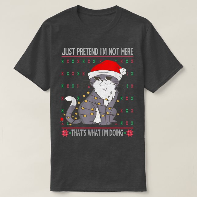 Funny Ugly Christmas Sweater with Sarcastic Cat Sa (Design Front)