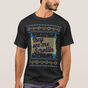 Funny Ugly Hanukkah See Me Scrollin Tee