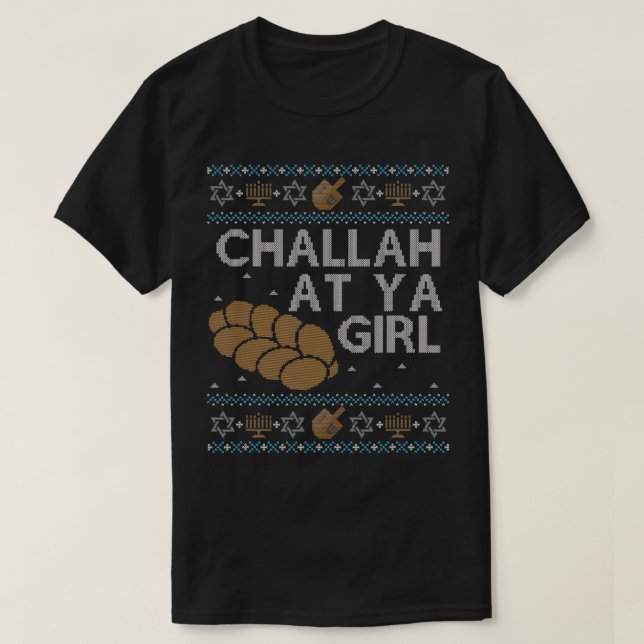 Funny Ugly Hanukkah Sweater Challah At Ya Girl Mat (Design Front)