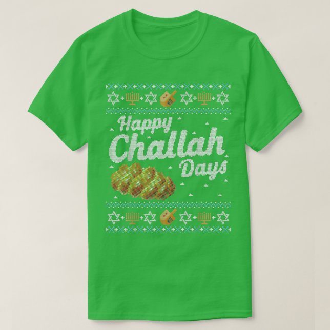 Funny Ugly Hanukkah Sweater Happy Challah Days  (Design Front)