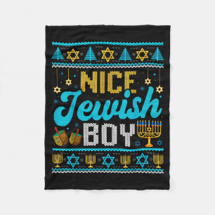 Funny Ugly Hanukkah Sweater Nice Jewish Boy Matchi Fleece Blanket