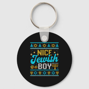 Funny Ugly Hanukkah Sweater Nice Jewish Boy Matchi Key Ring