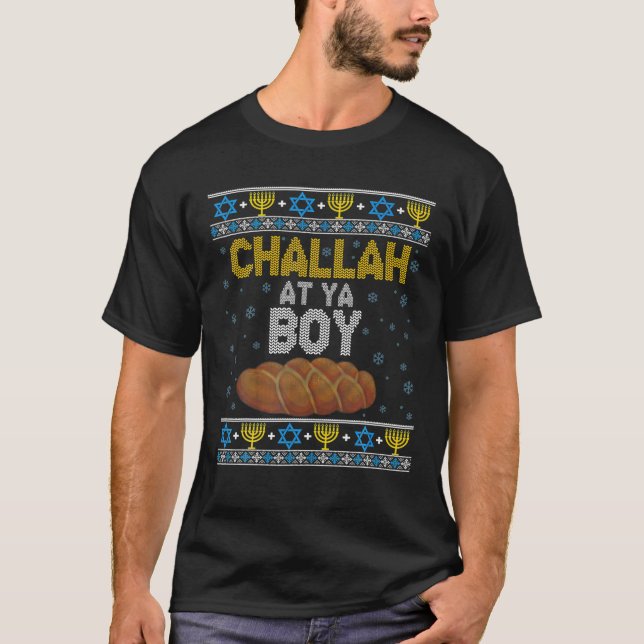 Funny Ugly Hanukkah Sweater Shirt Challah At Ya Bo (Front)