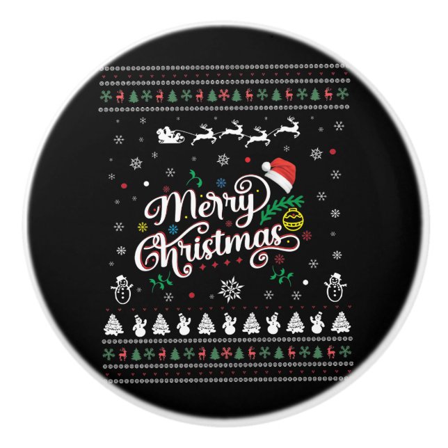 Funny Ugly  Merry Christmas Ceramic Knob (Front)
