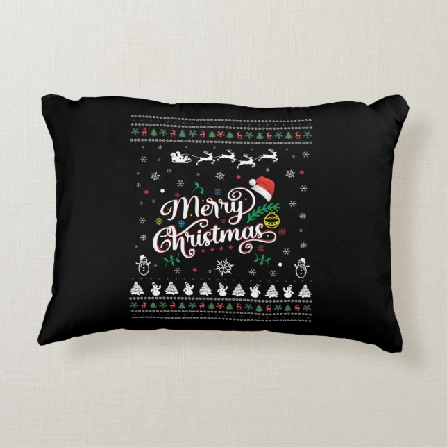 Funny Ugly  Merry Christmas Decorative Cushion (Back)