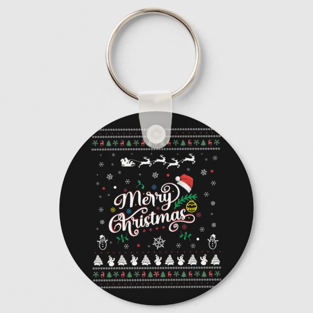 Funny Ugly  Merry Christmas Key Ring (Front)