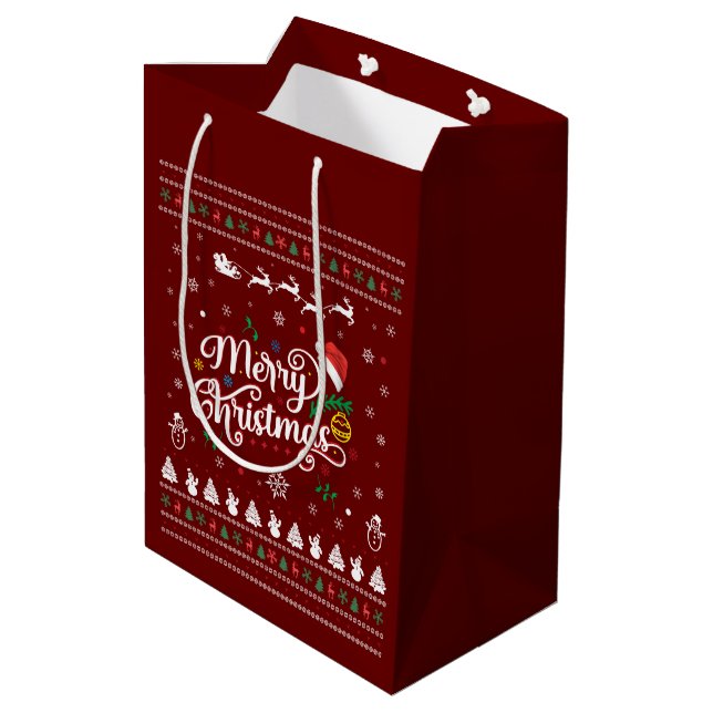 Funny Ugly  Merry Christmas Medium Gift Bag (Back Angled)
