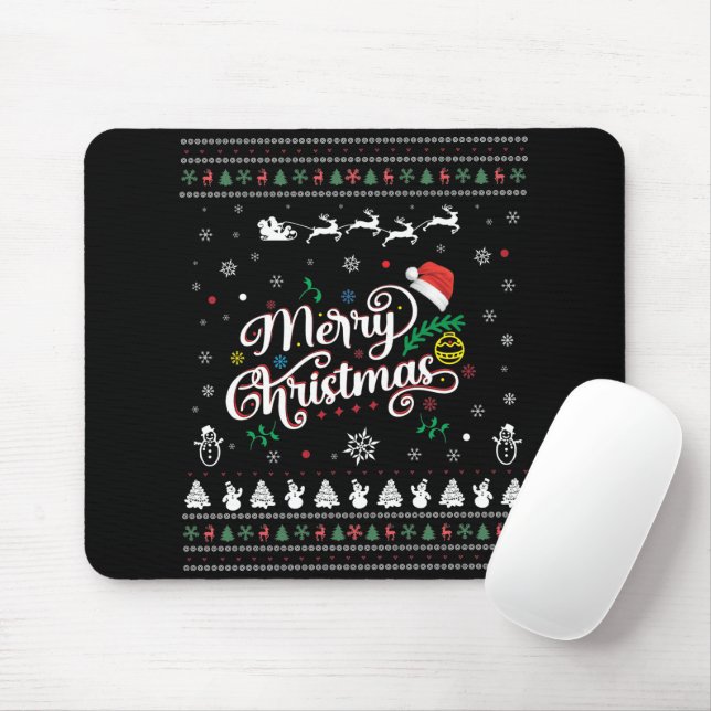 Funny Ugly  Merry Christmas Mouse Mat (With Mouse)