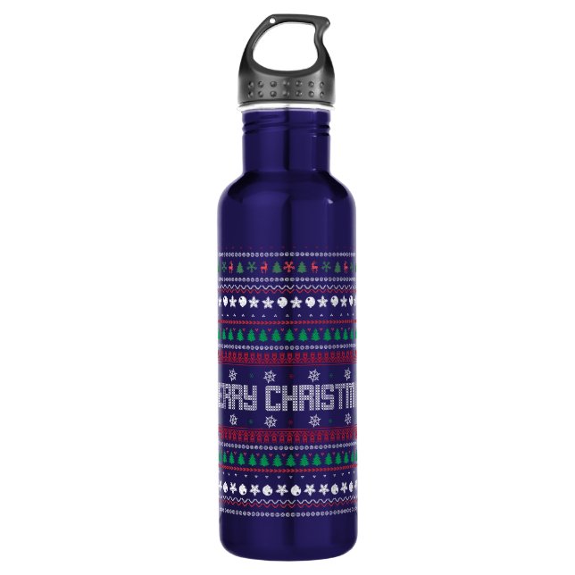 Funny Ugly  Merry Christmas pattern 710 Ml Water Bottle (Front)