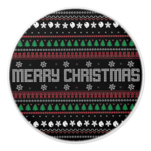 Funny Ugly  Merry Christmas pattern Ceramic Knob