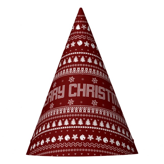 Funny Ugly  Merry Christmas pattern Party Hat (Front)