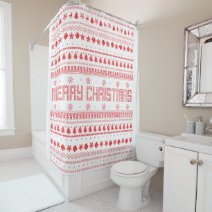 Funny Ugly Merry Christmas pattern Shower Curtain
