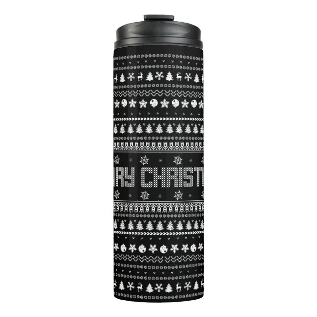 Funny Ugly  Merry Christmas pattern Thermal Tumbler (Front)
