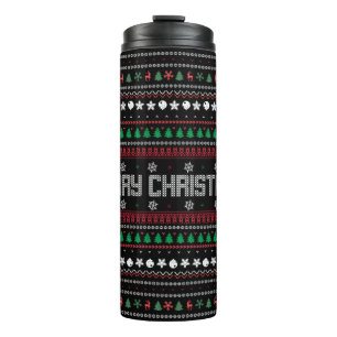 Funny Ugly Merry Christmas pattern Thermal Tumbler