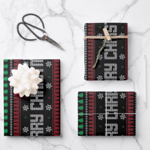 Funny Ugly Merry Christmas pattern Wrapping Paper Sheet