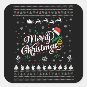 Funny Ugly Merry Christmas Square Sticker