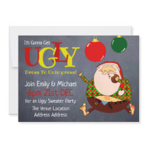 FUNNY UGLY SWEATER Christmas Invite Chalkboard