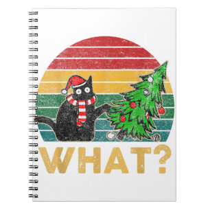 Funny Ugly Sweater Christmas Shirt Naughty Cat San Notebook