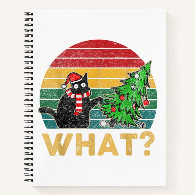 Funny Ugly Sweater Christmas Shirt Naughty Cat San Notebook (Front)