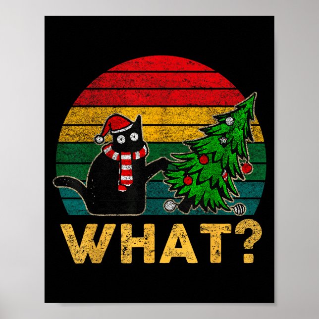 Funny Ugly Sweater Christmas Shirt Naughty Cat San Poster (Front)