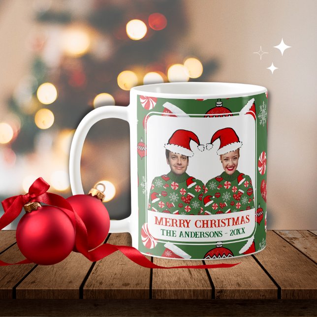 Funny Ugly Sweater Custom Photo Merry Christmas  Coffee Mug (Creator Uploaded)