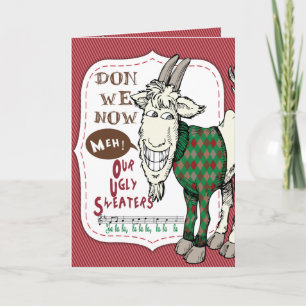 FUNNY Ugly Sweater Meh Goat Christmas Holiday Card