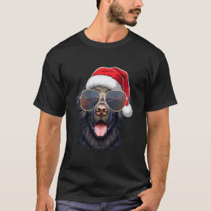 Funny Ugly Sweater X-mas Santa Flat-Coated Retriev