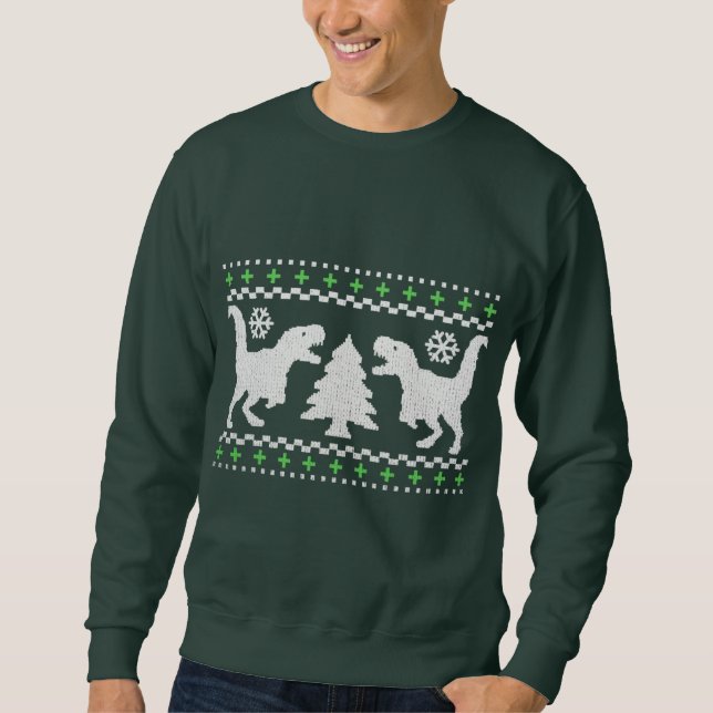 Funny Ugly T-Rex Holiday Sweater (Front)