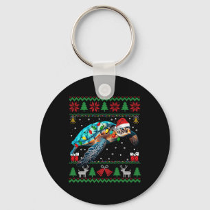 Funny Ugly Xmas Sweater Animals Lights Christmas T Key Ring