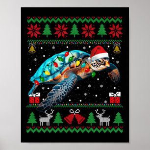 Funny Ugly Xmas Sweater Animals Lights Christmas T Poster