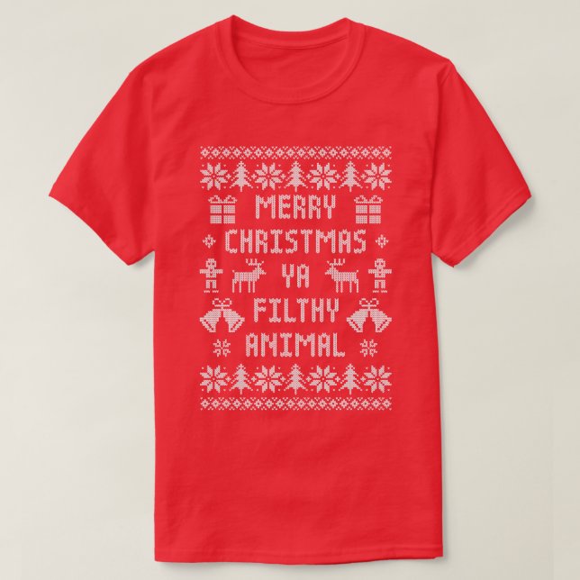 Funny Ugly Xmas Sweater Merry Christmas Ya Filthy  (Design Front)