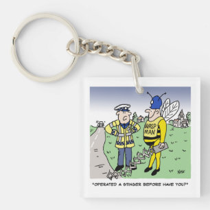 Funny UK Traffic Police Cartoon Key Ring