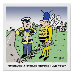 Funny UK Traffic Police Cartoon Poster