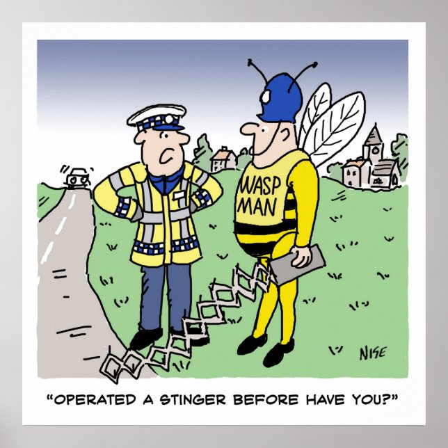 Funny UK Traffic Police Cartoon Poster (Front)
