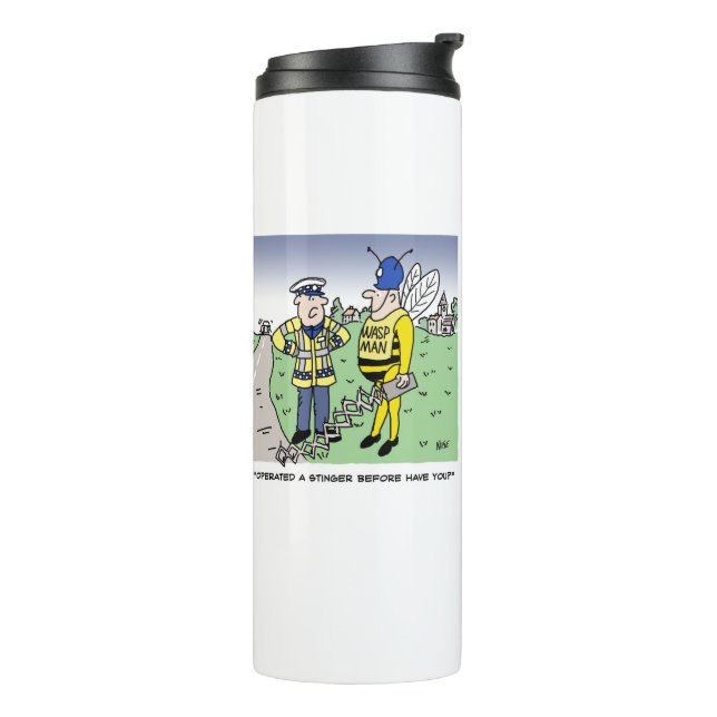 Funny UK Traffic Police Cartoon Thermal Tumbler (Rotated Left)
