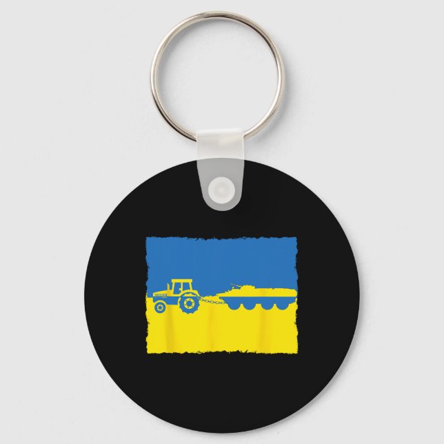 Funny Ukraine Farmer Tractor Steals A Russian Tank Key Ring (Front)