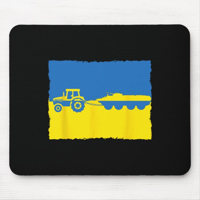 Funny Ukraine Farmer Tractor Steals A Russian Tank Mouse Mat (Front)