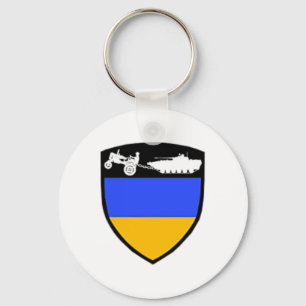 Funny Ukraine Farmer Tractor Towing Tank Meme  Key Ring