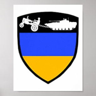 Funny Ukraine Farmer Tractor Towing Tank Meme  Poster